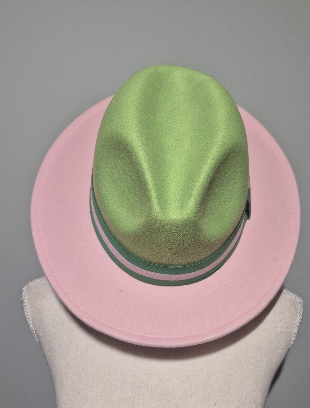 New Stylish Two-Tone Pink and Green Fedora Hat